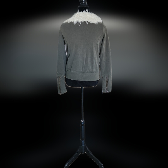 #KG28 Aeropostale Girls Olive Green Jacket With Faux Fur Collar - Picture 6 of 14